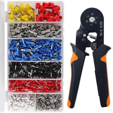 Imagem de Kit de ferramentas de crimpagem de virola, 1250 peças, terminais de fio, terminais de crimpagem, terminais de ponteiras de fio de cobre isolado, conjunto de alicate de crimpagem