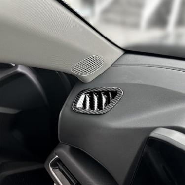 Imagem de Amzcar Acabamento de saída de ventilação de ar condicionado lateral, tampa de acabamento de saída de saída de ar esquerda direita, compatível com acessórios Kia K4 2025 (padrão de fibra de carbono)