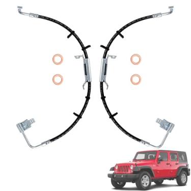 Imagem de Mangueiras hidráulicas de freio lateral do motorista e do passageiro compatíveis com Jeep Wrangler 2011-2017, Jeep Wrangler JK 2018, substitui H621749 H621750 5154168AA 5154169AA
