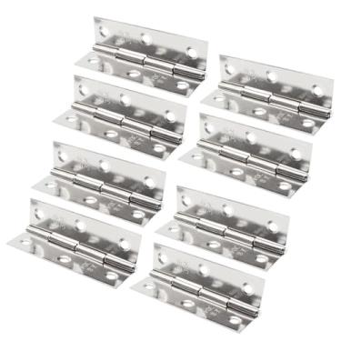 Imagem de Lamvbls 8 peças de aço inoxidável 304 mini dobradiças dobráveis de 7,6 cm com parafusos, dobradiças de artesanato dobráveis para armário pequeno