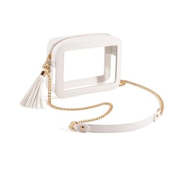 Imagem de Unilily Bolsa transparente para eventos de estádio – Bolsa transversal transparente aprovada para estádios para mulheres, shows, esportes e festivais, Branco