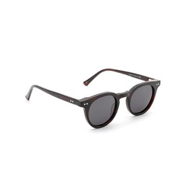 Imagem de 【Betsy Premium】Óculos de Sol Unissex Retrô Redondo em Acetato | Lente UV400 | Estilo Clássico Leve e Confortável para Homem e Mulher (Preto)