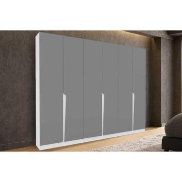 Imagem de Guarda Roupa Casal 6 Portas E 4 Gavetas Porto Branco/cinza - Politorno