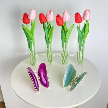 Imagem de Vaso Tubo de Vidro Decorativo – 3, 4 ou 5 Tubos | Design Moderno Artesanal para Arranjos Florais e Decoração Elegante(4 tubos interligados)