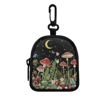 Imagem de Mini porta-moedas portátil para chaves, moedas, fone de ouvido, batom, porta-cartões, organizador de cabos de dados, Cogumelo floral, P