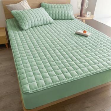 Imagem de Lençol Protetor Impermeável Matelado com Elástico 360º para Colchão – Solteiro Casal Queen e King (Verde Tiffany,Queen)