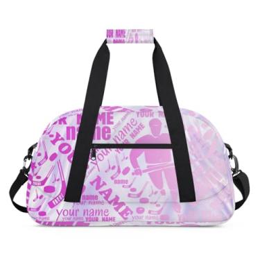Imagem de Bolsa esportiva personalizada com nome bola de gelo roxa com nome, bolsa de dormir personalizada, bolsa de fim de semana, bolsa de treino para dança, balé, academia, ginástica, mala, viagem, presente