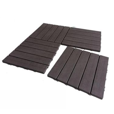 Imagem de Kit 9 Deck plástico modular textura madeira para banheiro jardim sacada piscina(MARROM)