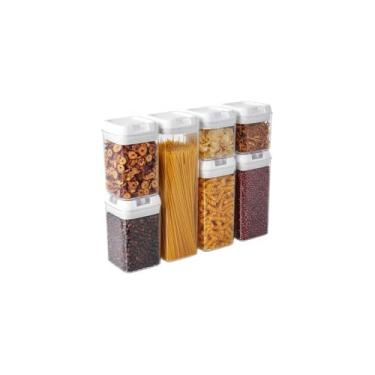 Imagem de Kit Potes Herméticos Acrílico Multiuso, 7 Peças, Transparente, Organizador para Cozinha, Armazenamento de Alimentos, Diferentes Tamanhos