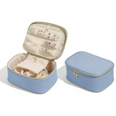 Imagem de Caixa de joias multicolorida organizadora para mulheres, estojo de joias de viagem com bolsa de veludo com zíper, impermeável, presentes para casamento, aniversário, Natal