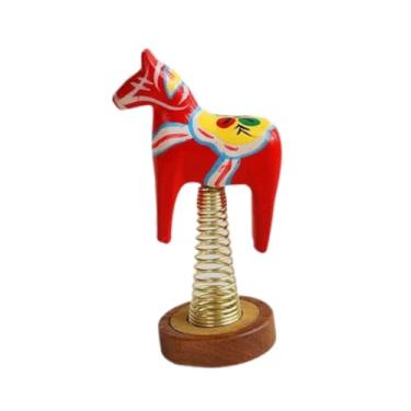 Imagem de Ioensy Estátua de animal para decoração de painel de carro, ornamento interno para carro, cavalo de balanço, decoração para escritório, Vermelho