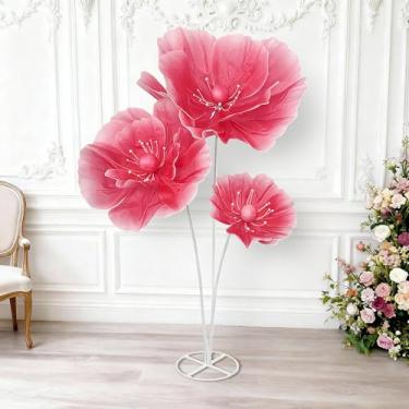 Imagem de Flores gigantes para decoração de pano de fundo, flor grande para casamentos, banquetes de festa, decoração de casa de aniversário, estilo fotográfico profissional para eventos (3, fúcsia, extra