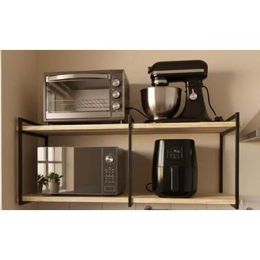 Imagem de Suporte De Parede, Adequado Para Micro-Ondas, Fornos E Fritadeiras De Ar Quente – Nicho De Armazenamento Para Cozinha(Prateleira Madeira 120cm)