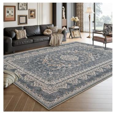 Imagem de SPXMQSS Tapetes para sala de estar, tapete lavável para quarto, macio e antiderrapante, resistente ao desgaste para quarto, sala de jantar, cabeceira, corredor B 120 x 200 cm