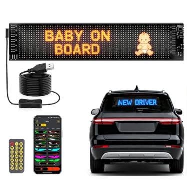 Imagem de ALDST Luz programável de olhos de diabo para carros, caminhões, para-brisas, porta traseira, visor dinâmico de LED, flexível, com controle de aplicativo e controle remoto, personalizável, faça você