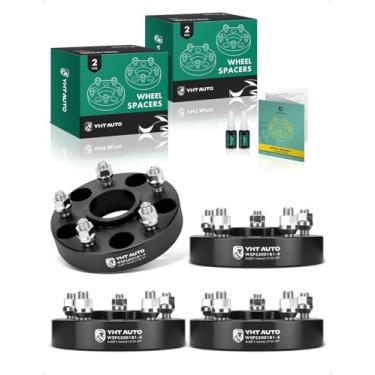 Imagem de YHTAUTO Espaçadores de roda 5 x 5 de 3,5 cm compatíveis com Jeep Grand Cherokee Wrangler Commander 1999-2018 espaçadores de pneu de 5 x 127 mm com pinos de grau 1/2"-20 e 12,9, furo do cubo de 71,5 mm, 5 terminais, adaptador de roda preto 4 peças