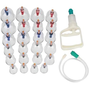 Imagem de Kit 24 Ventosas Ventosaterapia Copos Massoterapia Chines Acumputura Terapia Succao Estetica Com Bomba Manual
