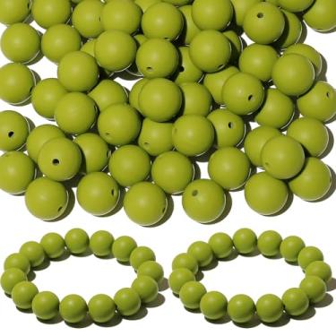 Imagem de 120 contas de silicone Richbunnys de 15 mm para fazer canetas e chaveiros, contas grandes para fabricação de colares e pulseiras, conjunto de contas de borracha sortidas (verde feijão)