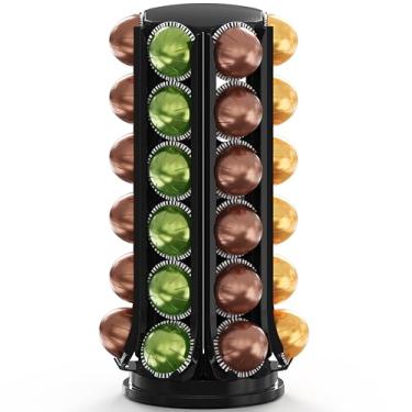 Imagem de Deco Brothers Suporte de cápsulas para toca-discos, compatível com suporte de carrossel de armazenamento de café Nespresso Vertuoline com 36 cápsulas, preto