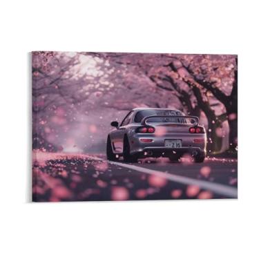 Imagem de HouLaiZhe Rosa Flor de Cerejeira Carro Rx7 Jdm Posters Tela Estética Decoração de Quarto Pintura de Parede Impressões Sala de Galeria Decoração de Parede para Quarto Sala de Estar Escritório 18 x 24