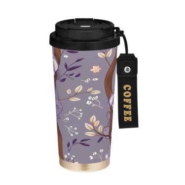 Imagem de STAYTOP Copo de café de aço inoxidável de 482 g, caneca de café de viagem com isolamento térmico de coalas com tampa, copo de café à prova de derramamento, copos portáteis reutilizáveis para bebidas