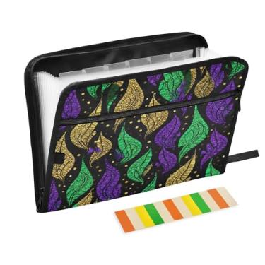 Imagem de Wassud Pasta organizadora de arquivos de papel A4 com estampa de flor abstrata, pasta organizadora de documentos, com etiquetas, pasta de arquivos expansível, 13 bolsos