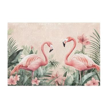Imagem de Burbuja Flamingos in Jungle Tapete de Banho, Tapete de Banheiro Extra Macio Absorvente com Base Antiderrapante para Banheiro, Banheira, Chuveiro, 41 x 61 cm