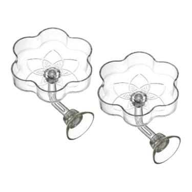 Imagem de Generic Conjunto de 2 comedouros de acrílico para camarões em aquários de água doce e salgada com ventosa, Flor de Seis Pétalas