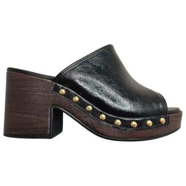 Imagem de Tamanco Feminino Meia Pata Salto Bloco Envernizado 5549.107