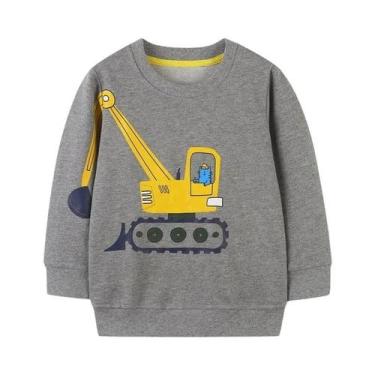 Imagem de Moletons Com Bordado De Escavadora Para Meninos De 4-5 Anos Roupas De 