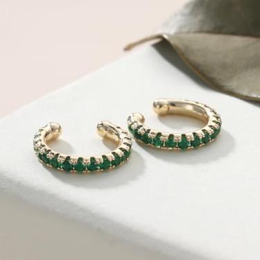 Imagem de Brincos de orelha para mulheres - Brincos de argola de zircônia cúbica para mulheres - Brincos de pressão brilhante não perfurados