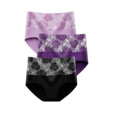 Imagem de Calcinhas De Algodão plus Size De Cintura Alta 3 Peças Para Mulheres, 