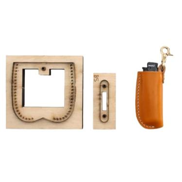 Imagem de YJIUYUANQ Mini estojo mais leve de couro, molde de corte de perfuração, cortador de corte de matriz artesanal, modelo de gravação de ferramenta de perfuração de base de madeira