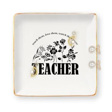 Imagem de Presentes de agradecimento de professores para mulheres - Presentes de fim de ano para professores para professoras bandeja de joias de cerâmica prato de bijuteria prato bugiganga prato de Natal