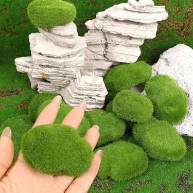 Imagem de 10 peças de espuma artificial polocat pedras de musgo verde falso micro paisagem artesanato DIY para decoração de vaso de flores de jardim doméstico (10 peças - 2,7 polegadas)