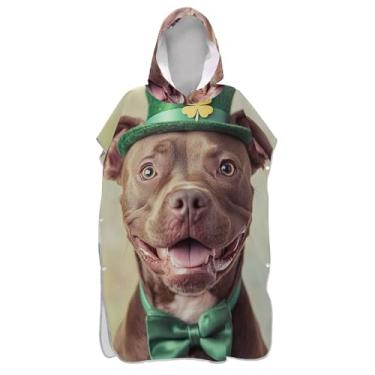 Imagem de TSENQUE Poncho de surfe para adultos trocador de roupas de banho de praia com capuz reutilizáveis buldogue francês legal cachorro ponchos de praia para homens