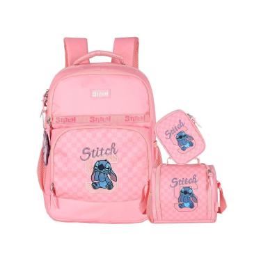 Imagem de Kit Lilo Stitch Mochila Costas + Lancheira + Estojo Box