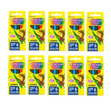 Imagem de Giz De Cera 6 Cores 24g Acrilex Kit 10 Caixas