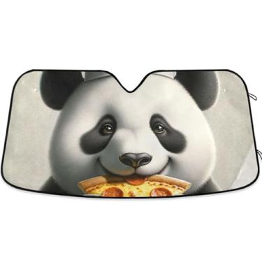 Imagem de Guarda-sol personalizado Penda Bear Chef Pizza para para-brisa de carro bonito dobrável persianas de janela de carro para-brisa frontal floral animal S, 134,6 cm x 59,7 cm