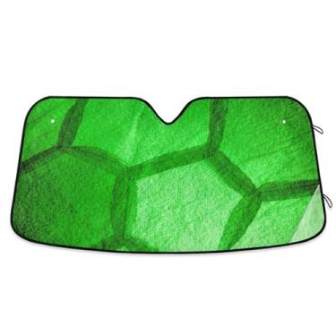 Imagem de Guarda-sol verde de futebol vintage para para-brisa de carro bonito personalizado retrátil sombra de carro para para-brisa dianteiro impressão animal L, 144,8 cm x 80 cm