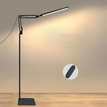 Imagem de Luminária de chão LED com 10 níveis de brilho ajustáveis, rotação de 360° e design dobrável de 180°, 3 velocidades de dimerização, interruptor inteligente de botão, altura ajustável, luz bra