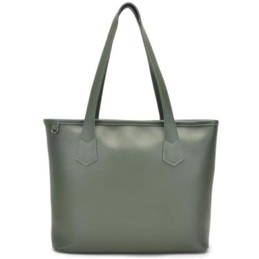 Imagem de Bolsa Tote Feminina em Couro Sintético, Alça Dupla, Preta, Design Clássico (verde)