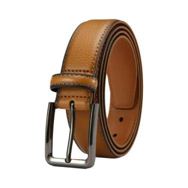 Imagem de Cinto Masculino Grande Com Fivela De Metal Automática Em Couro Legítim