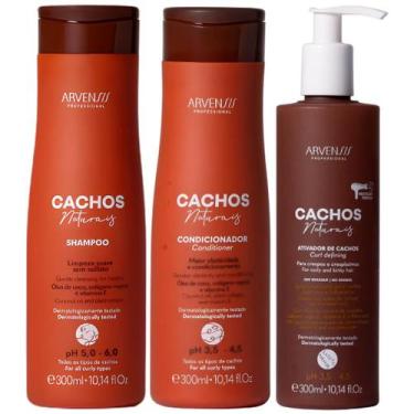 Imagem de Kit Shampoo Condicionador E Ativador Cachos Naturais Arvensis Cabelos 