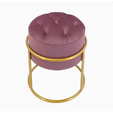 Imagem de Puff Argola Decorativo Assento em Veludo Macio Estrutura de Ferro 90kg Cores Modernas(Rose Gold,Dourada)