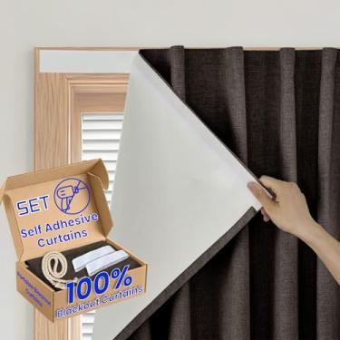 Imagem de Sovtfides Sombra blackout No-Tools - Solução de bloqueio de luz de janela de chão para janela de sacada, (L99 x C60 pol), 1 painel, marrom escuro