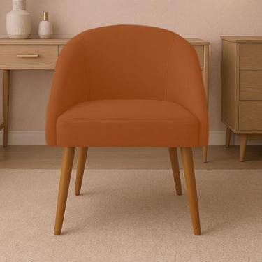 Imagem de Cadeira de Jantar Lua Moderna com Pés Palito - Estofada em Veludo Premium, Design Contemporâneo para Sala e Quarto(Terracota)