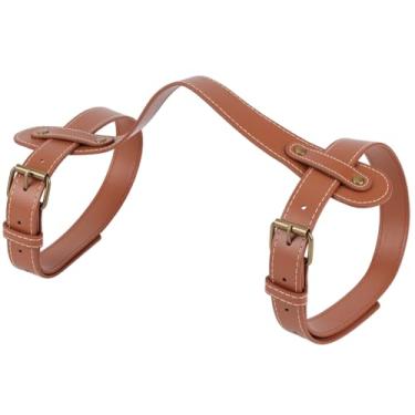 Imagem de GORGECRAFT Cobertor de piquenique ao ar livre de 64 cm alça de transporte portátil alça de couro para cinto transportador de cama de motocicleta suporte de alças ajustáveis para tapete de ioga