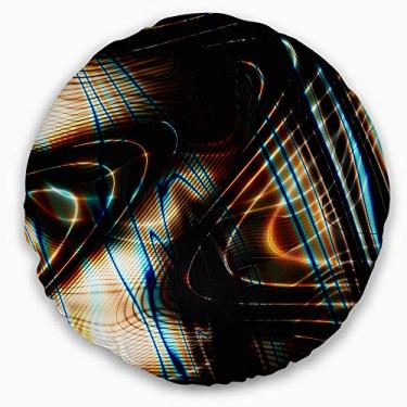 Imagem de Sala de estar Designart Fractal Curva Marrom Listras Pretas, Sala de estar Redonda, Sofá, Almofada de Alta Qualidade + Capa de Almofada Impressa em ambos os lados 40 cm