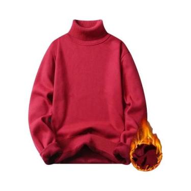 Imagem de Suéter Masculino De Gola Alta Slim Fit Quente Tricotado Pulôver Casual